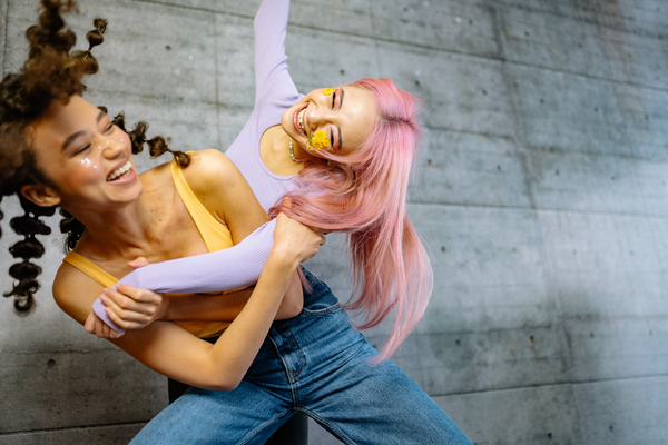 Two girls having fun