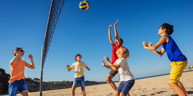 Kids playing volleyball