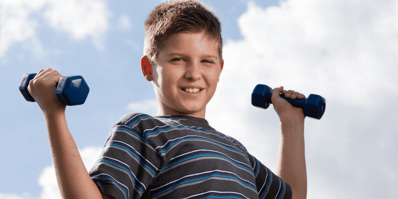 Boy with weights