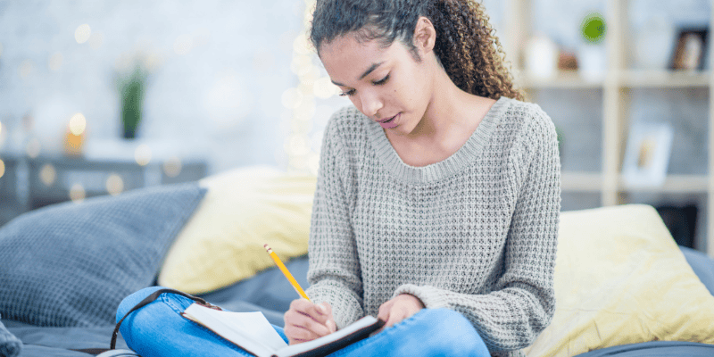 Girl journaling